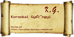 Koronkai Gyöngyi névjegykártya